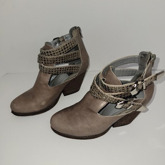 Vintage by Jeffrey Campbell Gray Leather Studded Ankle Fashion Boot Size 6.5 - Picture 1 of 11